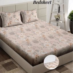 Arrabi Peach & Pink Printed 310 TC King Fitted Bedsheet Set 2.54 m x 2.03 m-picture-42
