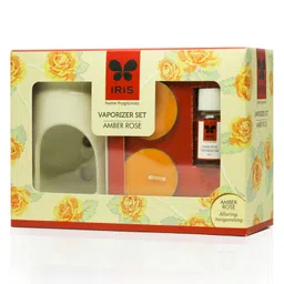 Iris Homefragrances Amber Rose Vaporizer Set With Two Tea Light Candles and Amber Rose Scent Oil image 2