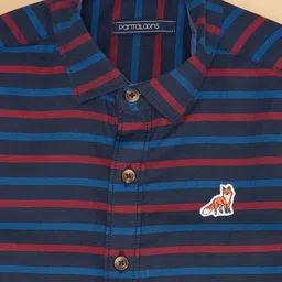 Pantaloons Junior Full Sleeves Striped Shirts - Navy Blue image 3