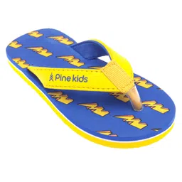 Pine Kids Slip On Flip Flops With Thunder Print - Yellow & Navy Blue image 2