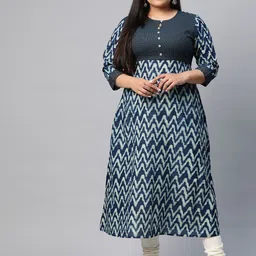 KALINI Women Chevron Printed Keyhole Neck Kurta-picture-10