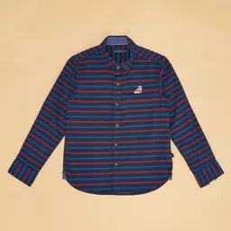 Pantaloons Junior Full Sleeves Striped Shirts - Navy Blue image 4