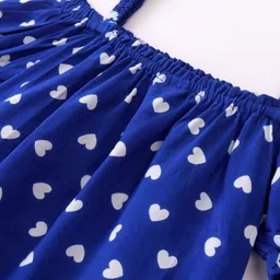 Babyhug Rayon Half Sleeves Woven Top with Heart Print - Navy Blue image 3