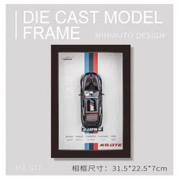 YAMAMA BMW M8 GTE 3D Diecast Model Car Wall Frame With Lights, Music And Openable Doors Pull-Back Toys Interactive Wall Décor Collectible Car Premium Car Model Display - Multicolor image 3