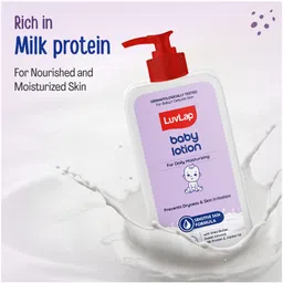 luv lap LuvLap Baby Lotion with Milk Protein, Almond Oil & Shea Butter | Sensitive Skin Protection | Paraben Free White - 700 ml image 3