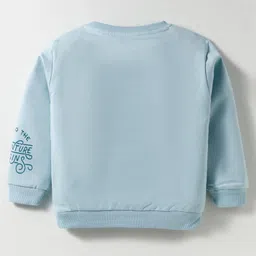CUCUMBER Terry Knit Full Sleeves T-Shirt & Joggers Set with Vehicle Print - Light Blue image 3