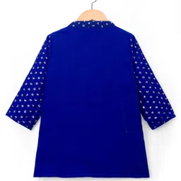Babyhug Georgette Woven Full Sleeves Kurta Pajama Set With Sequin Detailing - Royal Blue image 3