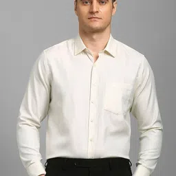 Louis Philippe Men Slim Fit Textured Spread Collar Cotton Formal Shirt-picture-16