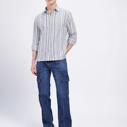 glitchez Spread Collar Striped Casual Shirt image 5