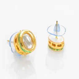 Anouk Gold-Plated Kundan Studded Oval Shaped Studs image 4