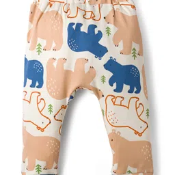 Babyoye 100% Cotton Interlock Knit Full Length Diaper Leggings Pack Of 2 - Orange & White image 5