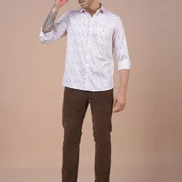 Crimsoune Club Men Printed Smart Slim Fit Corduroy Trousers image 5