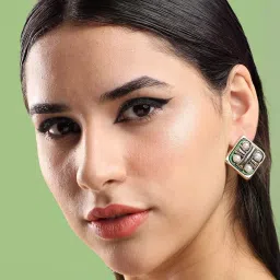 Sohi Gold Plated Party Designer Stone Stud Earrings image 2