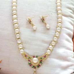 Sri Jagdamba Pearls Glittering Pearl Necklace Set for Women and Girls-picture-43