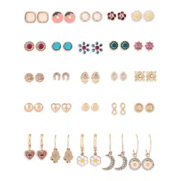 Zaveri Pearls Set of 25Multicolor Contemporary Stud & Drop Earrings-ZPFK15138 image 2