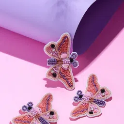 Zaveri Pearls Multicolor Sequin & Beads Hand Crafted Butterfly Earring & Brooch Set-ZPFK16010 image 2