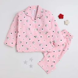 The Magic Wand Kids Pink Cotton Printed Full Sleeves Shirt Set-picture-31
