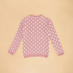 Pantaloons Junior Dusty Pink Self Design Full Sleeves Sweater image 2