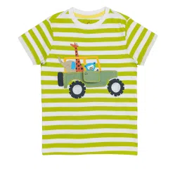 H by Hamleys Boys Green & White Striped T-Shirt image 1