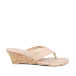 Design Crew Women's Beige Thong Wedges image 2