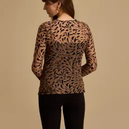 Kazo Beige Self Design Top image 2