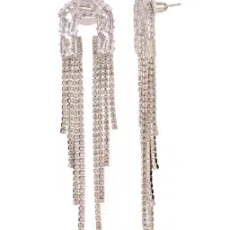 Voylla Silver Korean Bling Twilight Glimmer Cascade Drop Earrings image 3