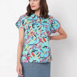 Vero Moda Blue Printed Shirt Collar Shirt-picture-22