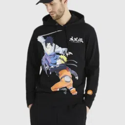 celio* Black Cotton Regular Fit Hooded Sweatshirt-image-42