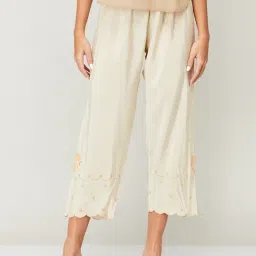 Melange by Lifestyle Off-White Embroidered Pants-picture-36