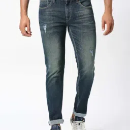Pepe Jeans Dark Blue Tapered Fit Low Rise Distressed Jeans-picture-40