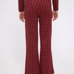 Cover Story Maroon Printed Trousers image 2