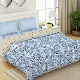 Spaces Floral Sky Blue 144 TC Cotton Double Quilt image 2