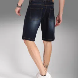 High Star Blue Cotton Regular Fit Denim Shorts image 2