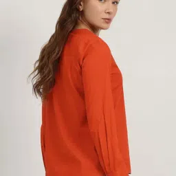 Fablestreet Rust Cotton Regular Fit Top image 2