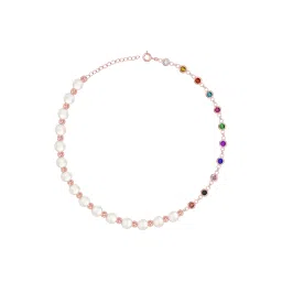 Touch925 Coloured Stones Multicolor 925 Silver Flexible fit Anklets image 2