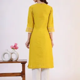 W Yellow Solid Kurta image 2