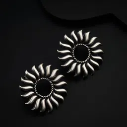 House of Aadyaa Sterling Silver Oxidised Classic Studs image 2