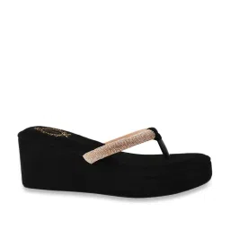 Shoetopia Women's Rose Gold Thong Wedges image 2