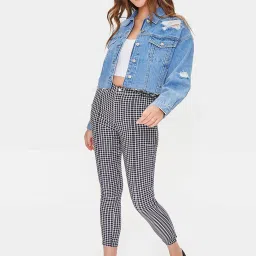 Forever 21 Black & White Checks Trousers image 4