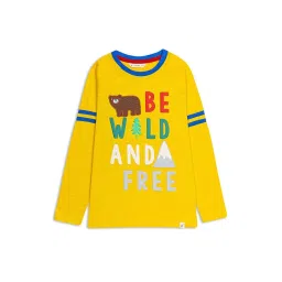 H by Hamleys Boys Yellow Printed Full Sleeves T-Shirt image 1