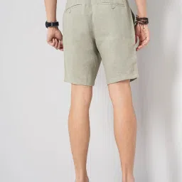 Celio Vert Sauge Linen Loose Fit Shorts image 2