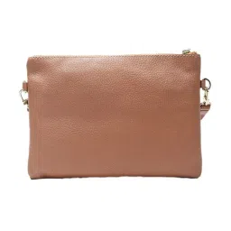 RI2K London Cognac Leather Medium Textured Cross Body Bag image 2