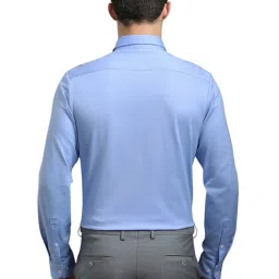 Louis Philippe Blue Cotton Slim fit Solid Shirts image 2