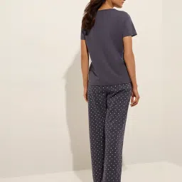 Wunderlove by Westside Charcoal Printed Cotton Pyjamas Set In A Bag image 2