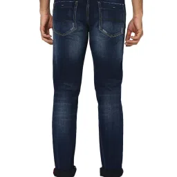 Mufti Dark Indigo Super Slim Fit Lightly Washed Distressed Jeans image 2