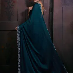 Saree Mall Blue Embellished Saree With Unstitched Blouse image 2