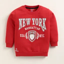 BISKID Boys Red Cotton Printed Sweatshirt-picture-10