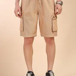 Thomas Scott Fawn Cotton Straight Fit Shorts-image-4