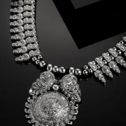 Panash Silver Toned Oxidized Handcrafted Necklace-picture-13