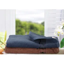 Bianca D'ross Navy & Brown 380 GSM Bath Towels - Set of 2 image 1